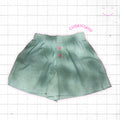 Boxerino - quadrettini verde acqua e bottoni cuoricini rosa