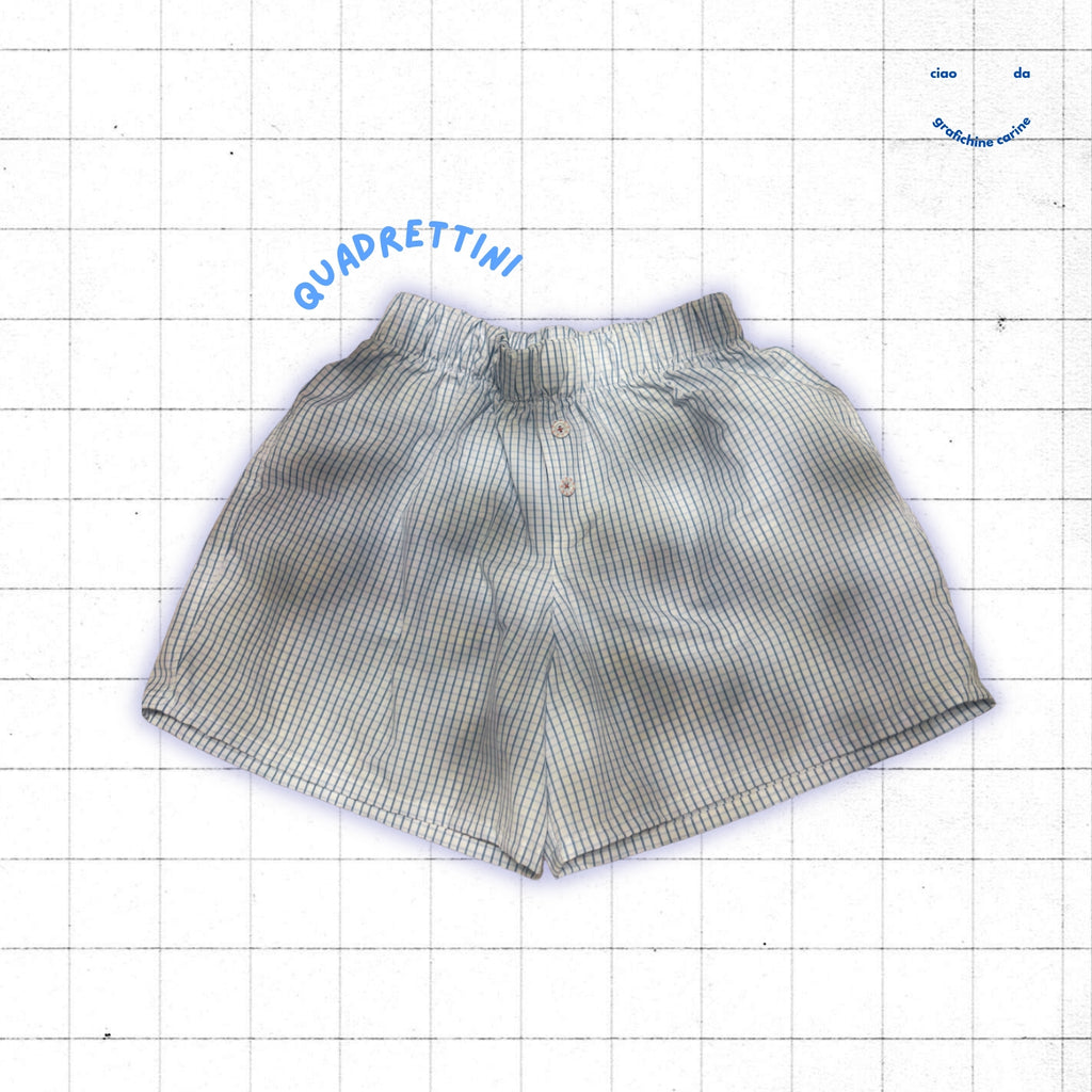 Boxerino - quadratini azzurri e bottoncini rotondi con righette
