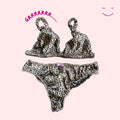 Costumino Leopardato con fiocchetto rosa