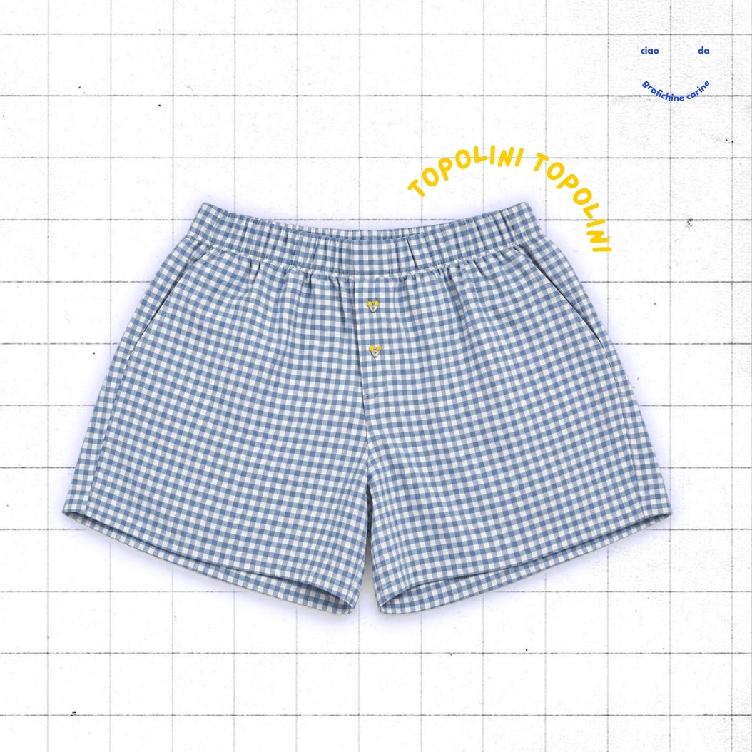 Boxerino vichy blu "topolini”