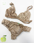 Costumino in Vichy beige "Mela Verde”