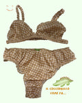 Costumino in Vichy beige "Coccodrillo”