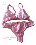 Costumino in Vichy rosa "Cuoricino rosso”